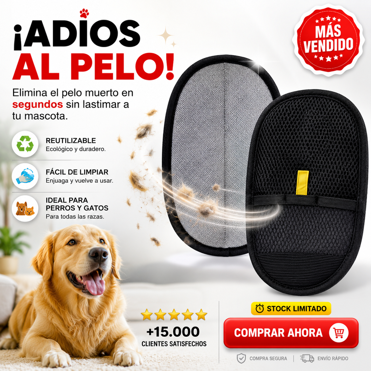 Manopla quita pelos mascota